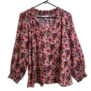 Evereve boho colorful peasant blouse size XL